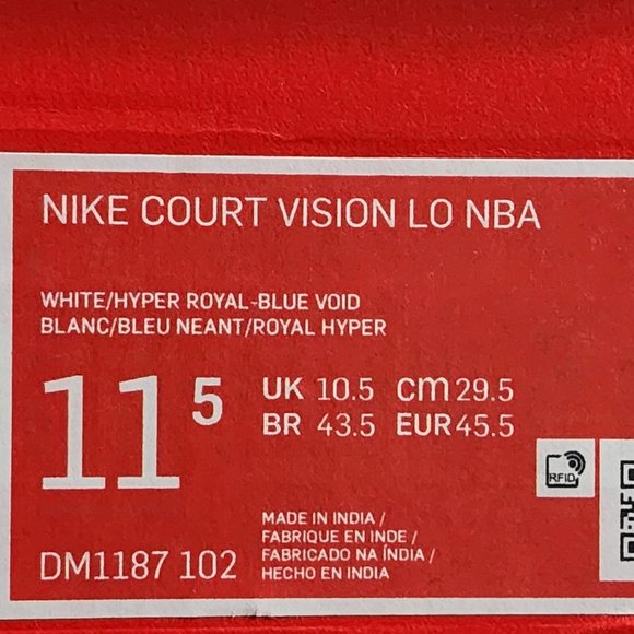 Nike Court‎ Vision Lo NBA Warriors Mens 11.5 - Picture 6 of 6